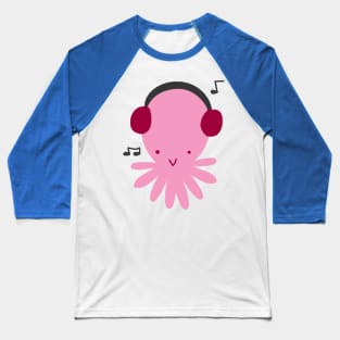 Pink Headphones Octopus Baseball T-Shirt